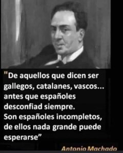 Hoy que se conmemora el nacimiento, hace 150 años, del gran poeta Antonio Machado, no está de más recordar que la historia demuestra que a los catalanes cualquiera de las dos Españas puede helarnos el corazón.