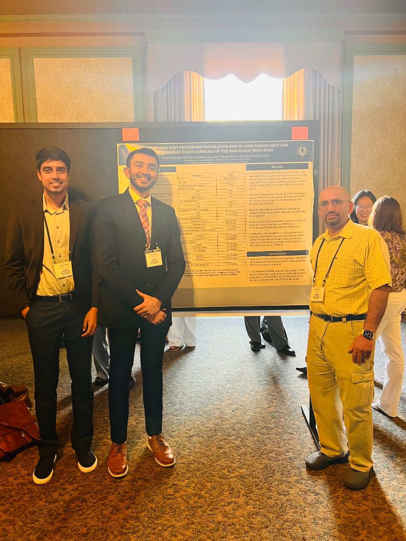 PaladiyaRuchir's tweet image. Grateful to present at #PancreasFest2025 with our stellar PGY-5 GI Fellow Karthik, under the mentorship of @MDscope in Pittsburgh! 🙌

Gained insight into the evolving role of endoscopy in pancreatic cancer—from diagnostic applications such as EUS-guided biopsy and portal vein…