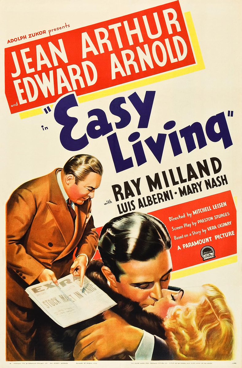 NextOnTCM's tweet image. Easy Living (1937)
 
When a working girl tries to return a lost fur coat, she becomes entangled in a wealthy family&apos;s complex affairs. 
DIR Mitchell Leisen 
CAST Jean Arthur, Edward Arnold, Esther Dale

1 HR 45 MINS | COMEDY | 12:15 PM EDT