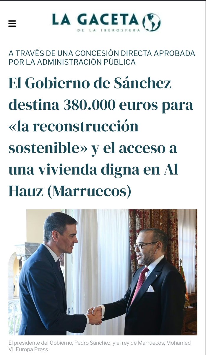 IgdePablo's tweet image. El Gobierno de Sánchez destina 380.000 euros para «la reconstrucción sostenible» y el acceso a una vivienda digna en Al Hauz (#Marruecos).