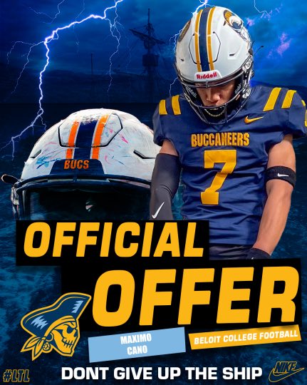 MaximoCano711's tweet image. After an amazing call with @CoachLanghoff, i am blessed and excited to announce that i’ve received my 5th official offer to play at @BeloitBucsFB! Go Bucs!!
@Coach_Pogue @Lyons_J6654 @Eastmark_FF @PrepRedzoneAZ @gridironarizona @JUSTCHILLY