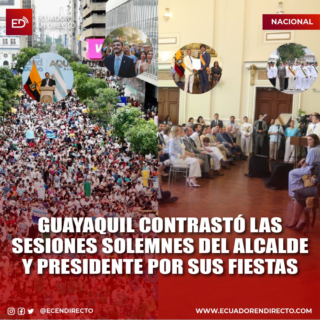 EcEnDirecto's tweet image. #NACIONAL
Durante el 490º aniversario de Guayaquil, el alcalde Aquiles Alvarez, convocó a miles de personas en la Avenida Nueve de Octubre; mientras que el presidente Daniel Noboa, dio su sesión en la Gobernación para condecorar a varios funcionarios. La presencia abierta del…