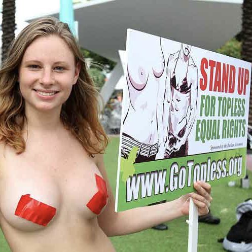 Want to organize a GoTopless Day event in your area? It’s easy—even if you’re alone! Just print out a poster and stand proudly topless with it. Send us the date, location, and time of your event, and we’ll share it on SM.Stand up for your constitutional rights!