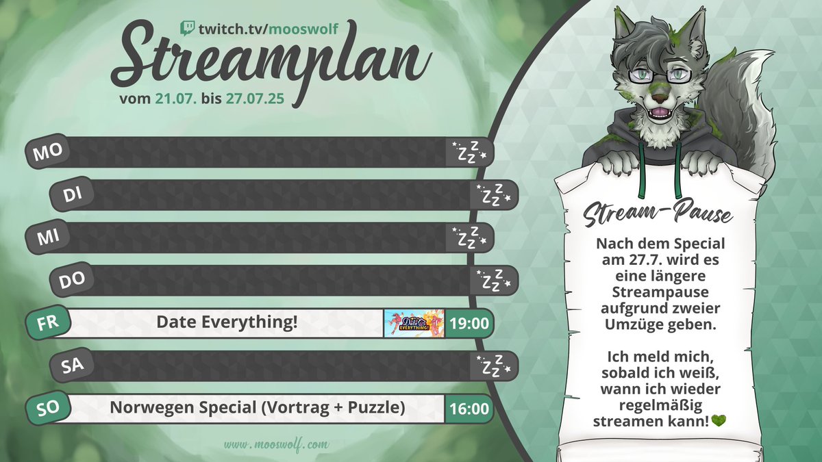 Mooswolf 🌿🐺︱GerVTuber︱→ DoKomi 2025 (@mooswolf) on Twitter photo Sonntag 16:00 wird es einen Abschieds-Vortrag geben, mit ein paar Einblicken in Norwegen und wie es ist/war hier zu leben, im Vergleich zu Deutschland :3
Danach wird es leider eine längere Umzugspause geben müssen. Ich hoff, ich seh euch morgen nochmal im Stream 💚
#GerVTuber Sonntag 16:00 wird es einen Abschieds-Vortrag geben, mit ein paar Einblicken in Norwegen und wie es ist/war hier zu leben, im Vergleich zu Deutschland :3
Danach wird es leider eine längere Umzugspause geben müssen. Ich hoff, ich seh euch morgen nochmal im Stream 💚
#GerVTuber