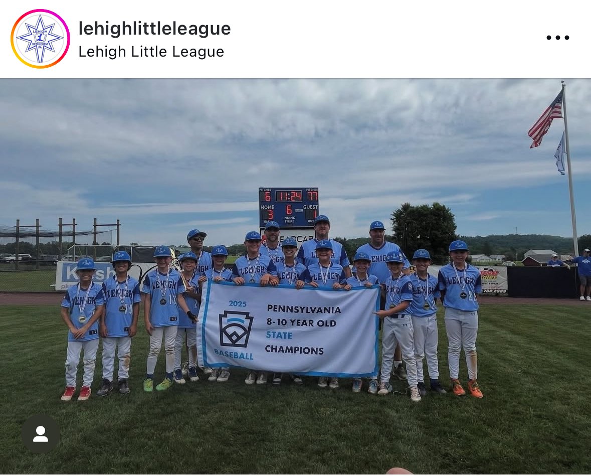 Congrats to Lehigh Little League’s 10U squad as they ran undefeated through districts, sectionals and the state tournament!