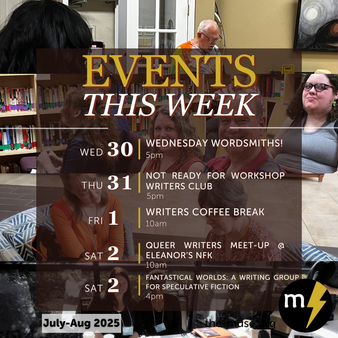 ⚡️ Write where you are. Join us this week for a literary arts event, writing group, or writers meet-up!

📍 See our full events calendar here: the-muse.org/events/month/2…