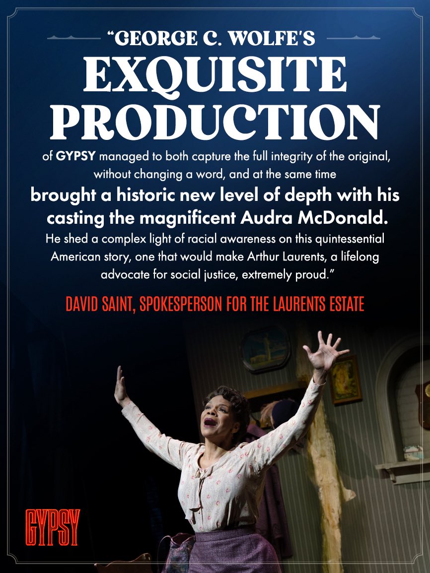 Last chance to see George C. Wolfe’s
production of GYPSY on Broadway. Final
performance August 17th. 🌹