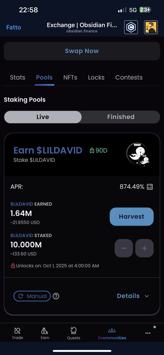 $LILDAVID The Stacking On <a href="/ObsidianSwap/">ObsidianSwap | SWAP. CLAIM. WIN!!</a> Is 🔥🔥
Time To Get Some $LILDAVID 👻🔥
And Stack Your Bag👻🚀