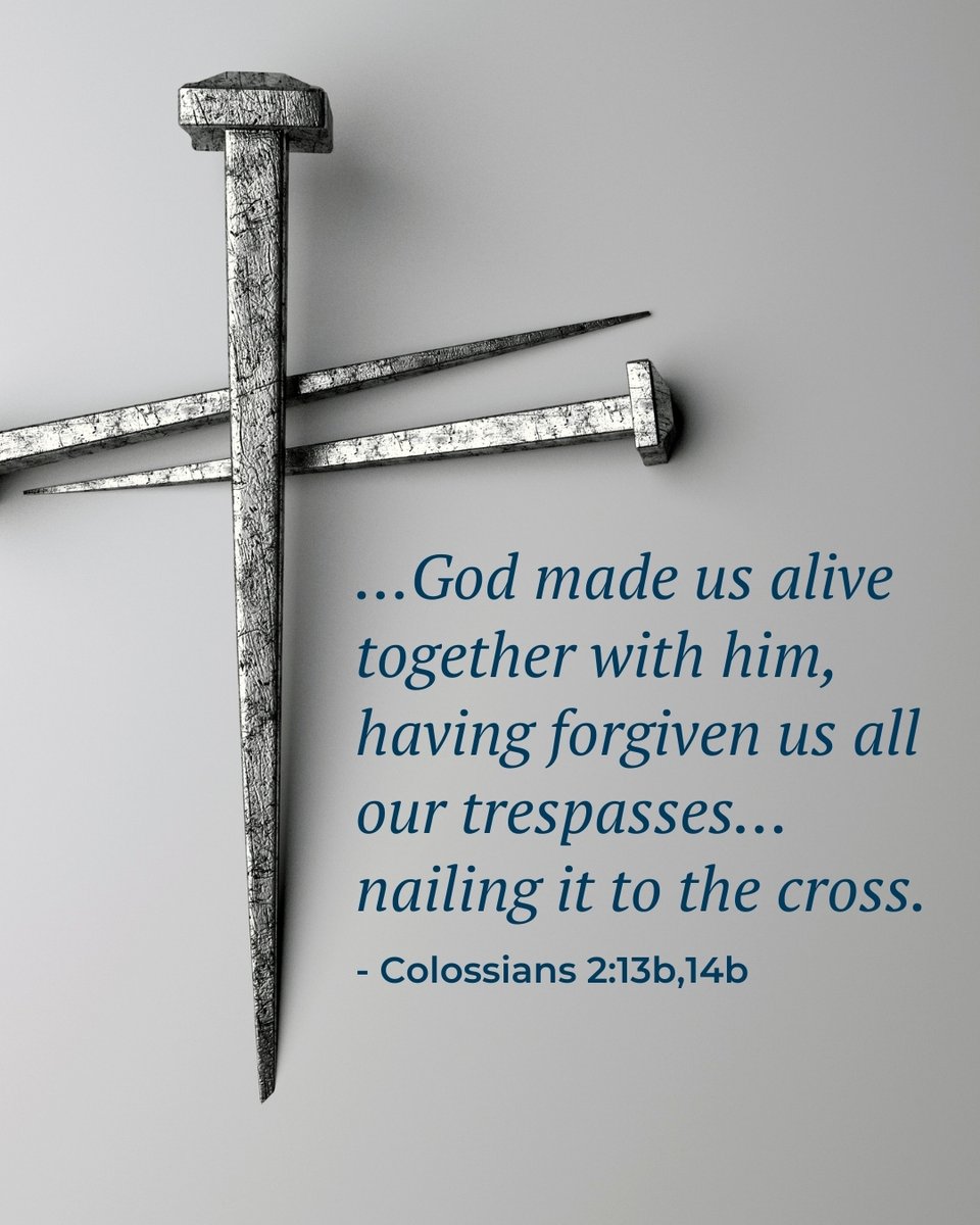 LCMSFoundation's tweet image. We can leave our sins at the cross, Jesus has redeemed us!

…God made us alive together with him, having forgiven us all our trespasses… nailing it to the cross. - Colossians 2:13b,14b

#LCMSFoundation #LCMS #ScriptureSaturday #SundayReadings #Epistle