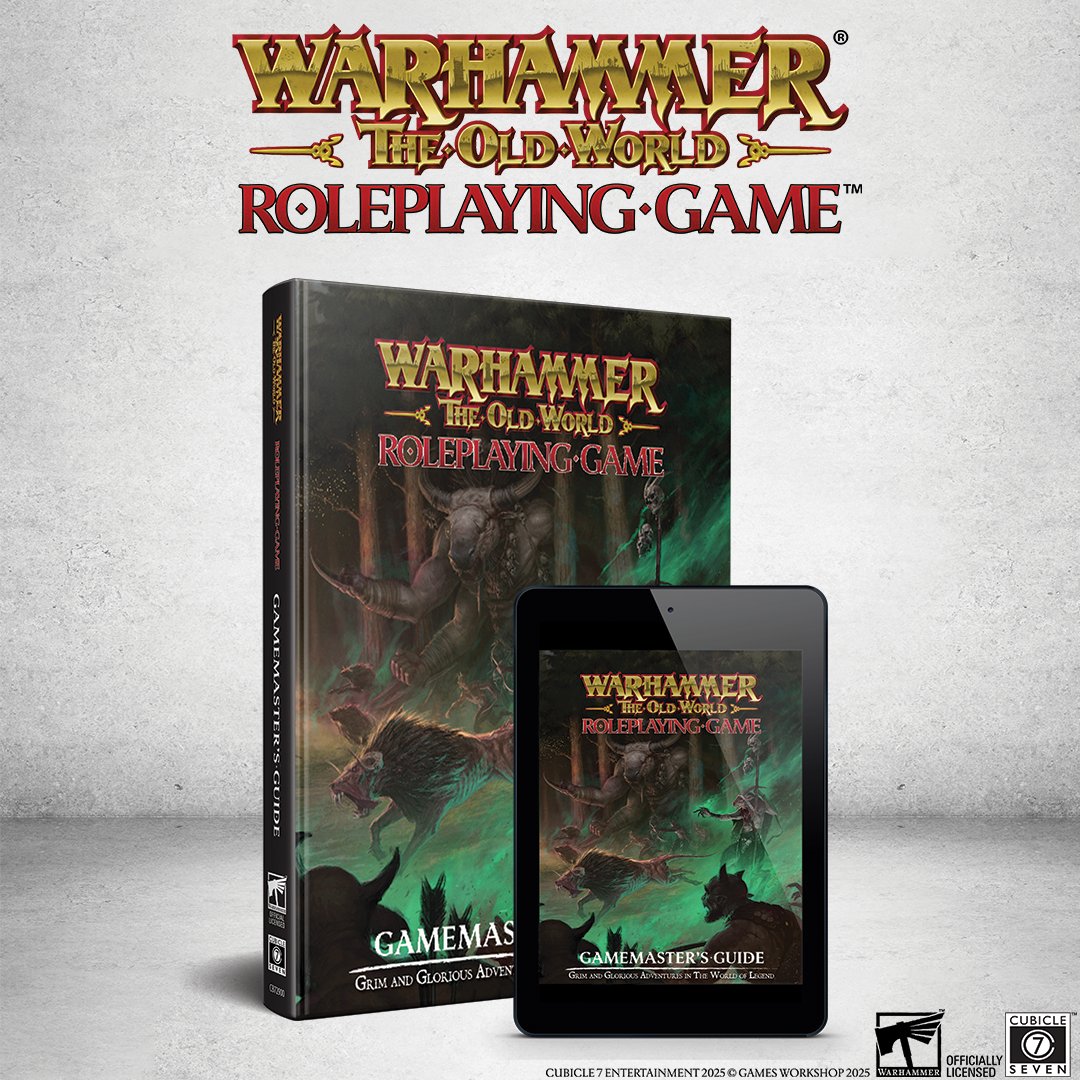 cubicle7's tweet image. Stuart @MiniatureRealms for a Warhammer: The Old World Roleplaying Game | Gamemaster&apos;s Guide Review below! 

youtu.be/21Cc6dw4P8E

Pre-Order Warhammer: the Old World Roleplaying Game here: 
cubicle7games.com/warhammer-the-…

#minaturerealms #warhammer #cubicle7 #gamesworkshop #ttrpgs