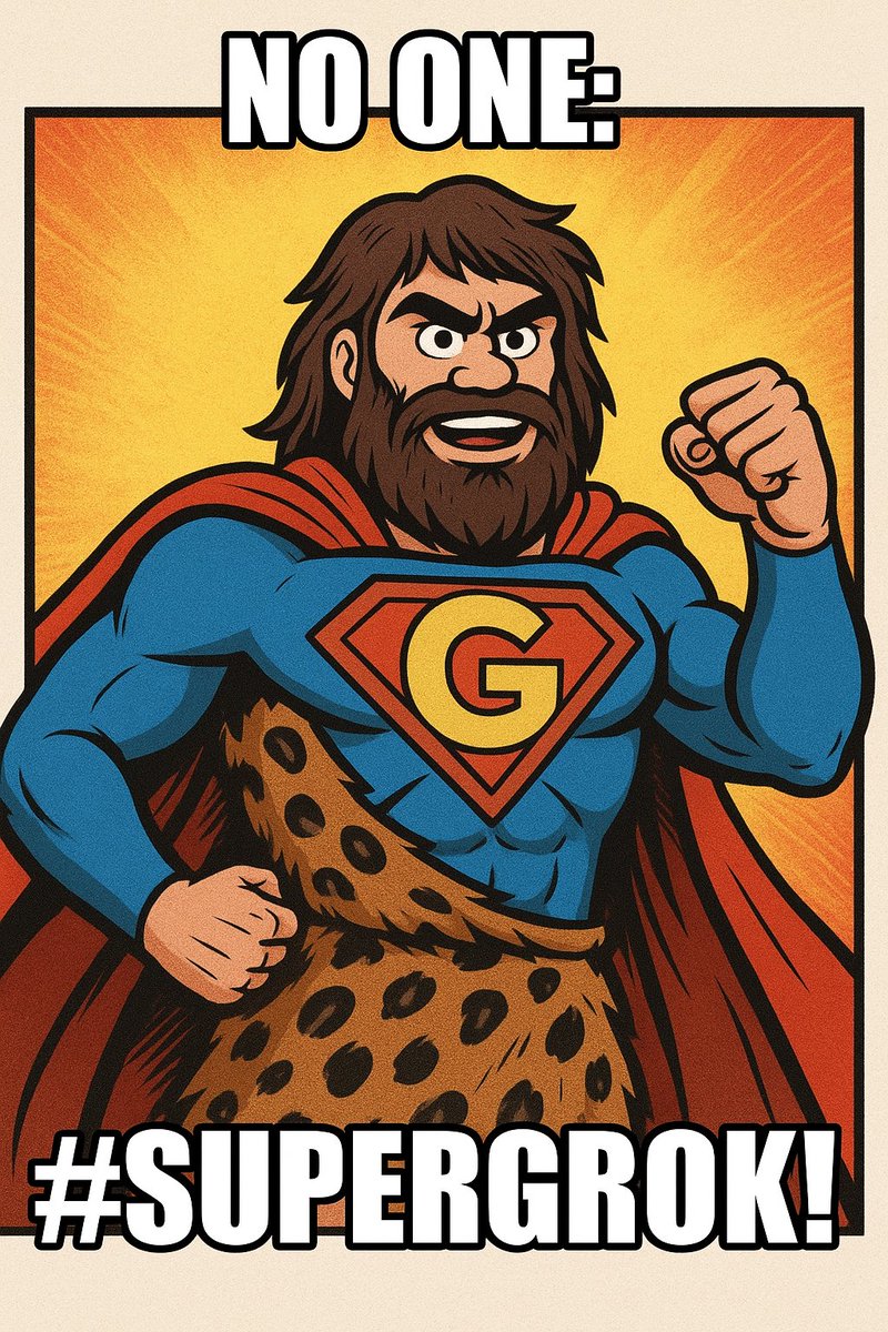 cryptodotmich's tweet image. From stone age to super age 🦸‍♂️ #SuperGrok always levels up! 🚀🔥 @SuperGrok