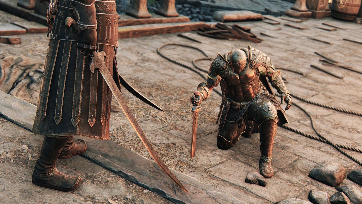 Archivist_Eris's tweet image. After Guljin's arrival and the demise of Horkos, most of Chimera disbanded. Rumor spread that the fight was over, but that was too generous for llaria. She suspected it was simply out of fear.
#ForHonor