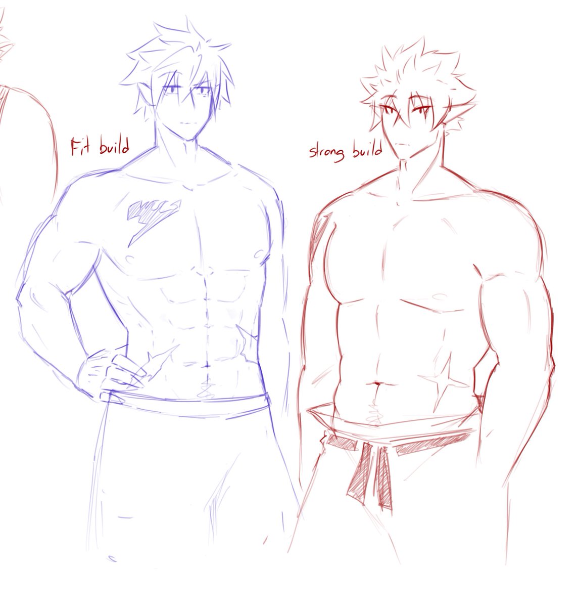ShiroArts_'s tweet image. Trying to give em different builds and now my clothes are nowhere to be seen #FairyTail