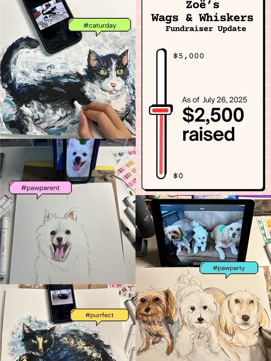 🎉 Zoë’s Halfway to Carnegie! 🎶🐾

We’re so excited to share that Zoë has raised $2,500 so far for her Carnegie Hall dream — halfway to her $5,000 goal! 🙌💕

This 14-year-old clarinetist, gifted artist, and proud new member of the Sachse Mustang Band is creating custom pet