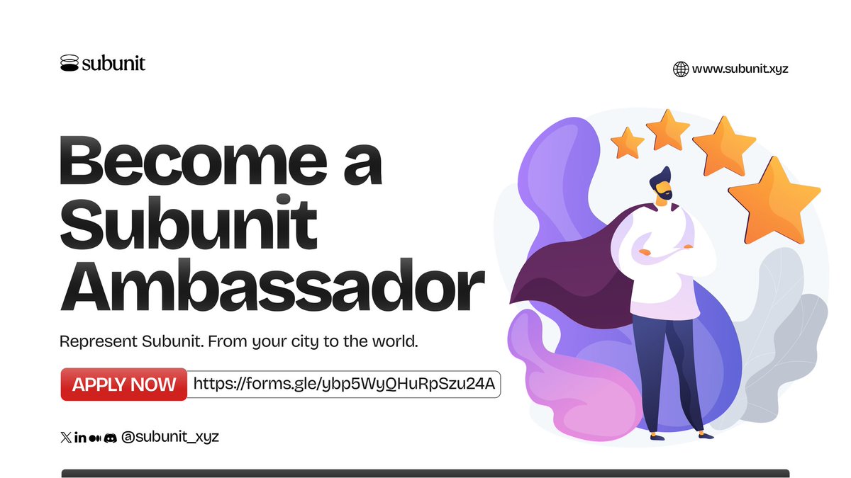 Mfumid01's tweet photo. I’m excited to officially express my intention to join the #SubunitAmbassadorProgram.
Subunit is pioneering embedded finance,and I’m ready to help amplify that impact across communities.
Here’s what drives me & how I plan to contribute.
#SubunitAmbassador #Fintech @subunit_xyz https://t.co/ZaGpIONxqO
