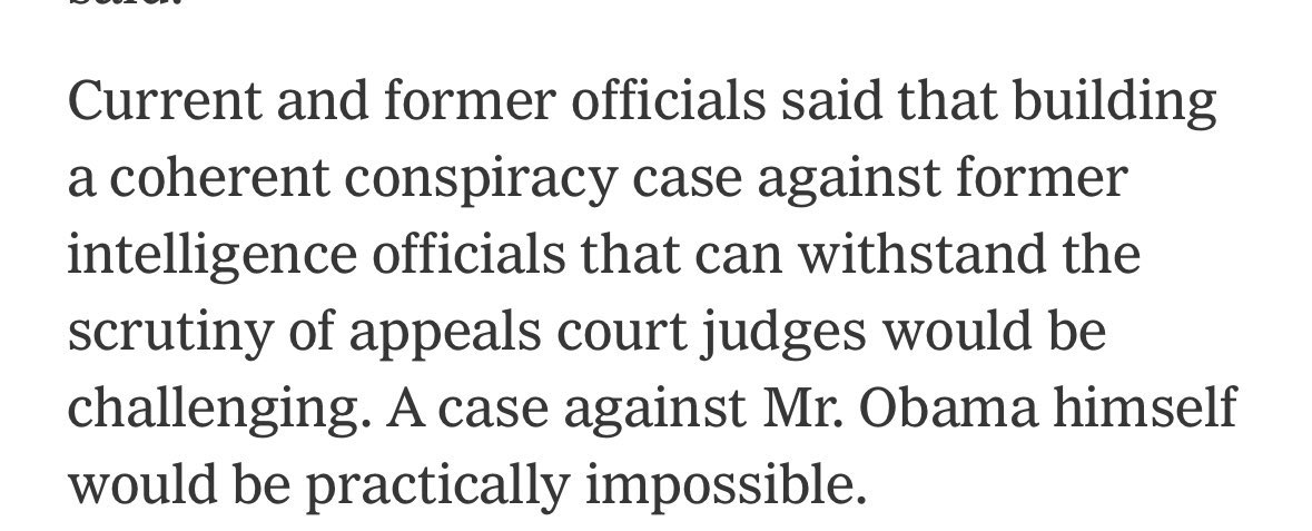 Hey MAGA, people in the administration are admitting *right now* that charges aren’t coming for Obama, while the same people are going on TV to rile you up and distract from Epstein. 

Build another shelf for your fell for it again awards. You’re gonna need it.