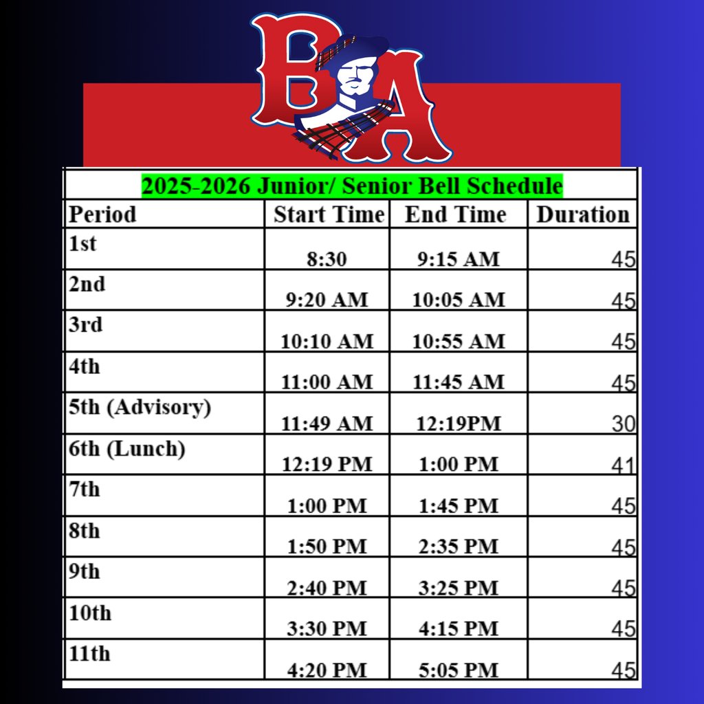 Schedules will be available in HAC accounts by 7-27.  If you can't access your HAC account, your 1st period classes will be listed on posters in the hallways Monday morning. Look for your name and your 1st period will be listed there.  You will receive your schedule 1st period.