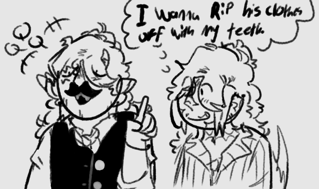 TheseusSkyhigh's tweet image. // a little suggestive ????
drew this while watching mumbos new vid