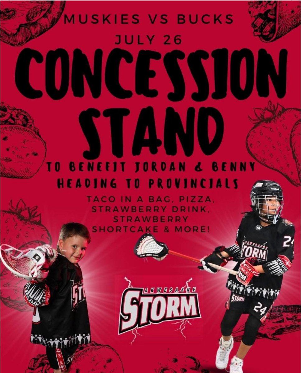 MuskiesLacrosse's tweet image. Tonight’s game concession will benefit some future lacrosse stars. Be sure to try the strawberry drink or the shortcake…or both!