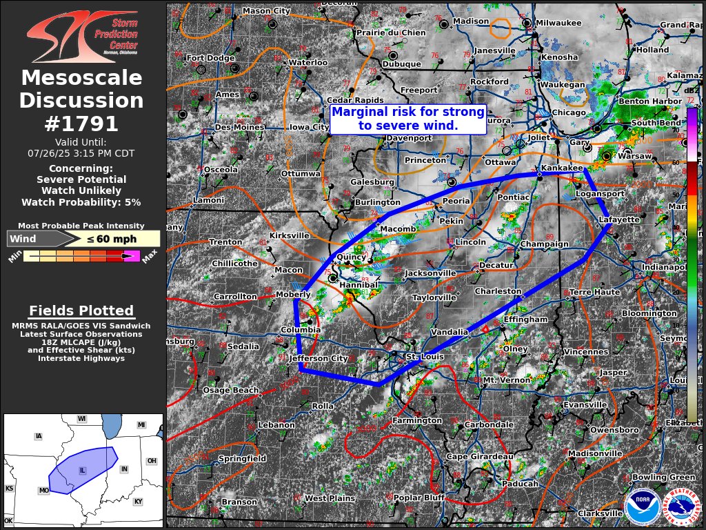 1:23pm CDT #SPC_MD 1791 , #inwx #ilwx #mowx, spc.noaa.gov/products/md/md…