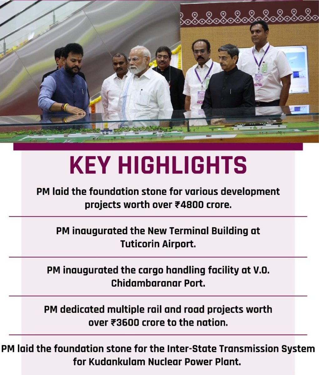 Sanju_Verma_'s tweet image. Next time if DMK or Stalin's retainers allege that Tamil Nadu is being given step-fatherly treatment by PM Modi,throw this at them (rail/road/airport projects)👇
Also,what #Modiji has done to propagate Tamil culture overseas,no PM has ever done in 75+yrs
#Thoothukudi #Tuticorin