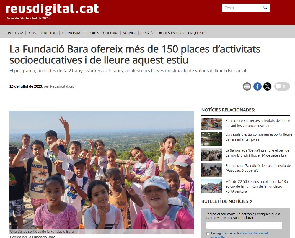 Fundacio_Bara's tweet image. Les activitats socioeducatives de la Fundació Bara al Reus Digital @reusdigital !

Si voleu llegir la notícia, feu clix a l'enllaç.

reusdigital.cat/noticies/reus/…

#fundacióbara #oportunitatspercréixer #reusdigital #reus #notícia