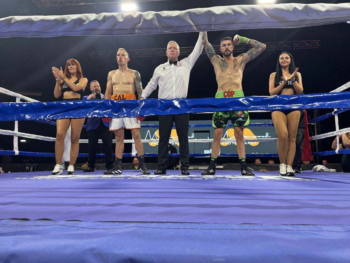 TCounterpunch's tweet image. A stoppage in the first fight of the night here at Rainton as Liam Copping drops Callum Howarth inside 38 seconds. Referee Danny McFarlane waving it off with Howarth stood in the corner facing away from the ring.