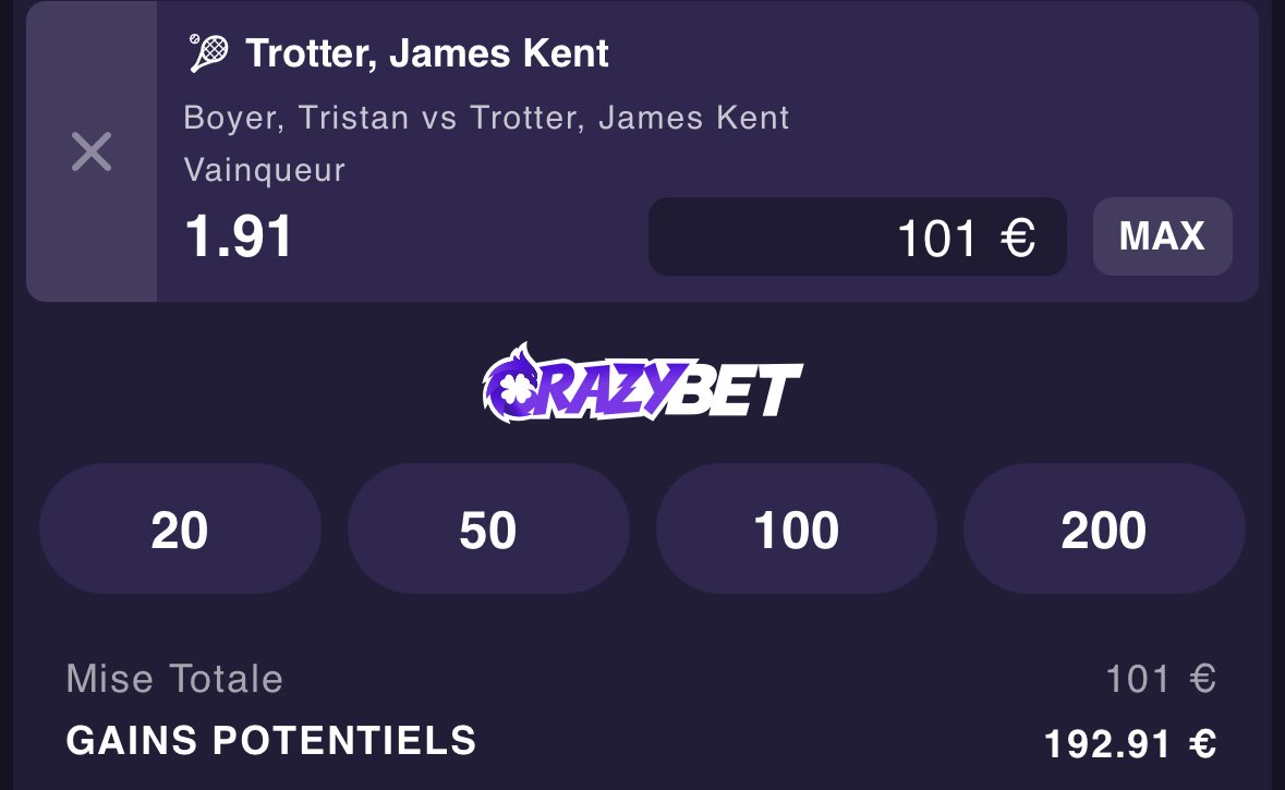 Rpronoooo's tweet image. Montante Tennis 🎾
2eme étape :
50➡️101€✅✅
101➡️192€⏳⏳
Trotter win 1.91 🇯🇵
❤️ si tu suis ✌🏼
Go Masters 1000 🇨🇦
J’espère qu’on va vibrer et encaisser👀🤑
Gl à tous 🍀🍀
#TeamParieur