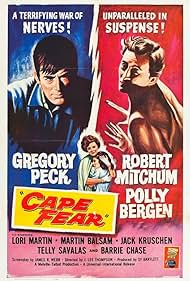 NextOnTCM's tweet image. Cape Fear (1962) 

An ex-convict plots to destroy the district attorney who sent him to prison. 
DIR J. Lee Thompson 
CAST Gregory Peck, Robert Mitchum, Polly Bergen

2 HRS | SUSPENSE/MYSTERY | 8:00 PM EDT