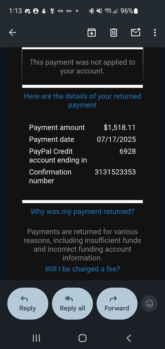 JaxTheFolf's tweet image. Well.
My bank did their job people.
Unfortunately I will not be debt free cause of this :(
Again though, thank you to everyone who helped out so I could survive to my paycheck &lt;3