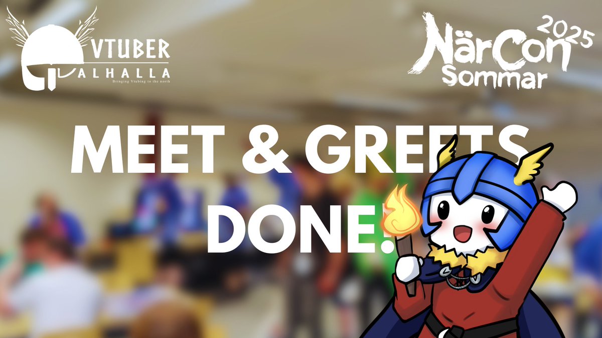 VtuberValhalla's tweet image. Meet & Greets for NärCon 2025 are officially CLOSED! 🎉
Thank you so much to everyone who came by and said hi to our lovely talents, to the staff and volunteers who worked their butts off making it happen, and thank you NärCon for having us!
Vtuber Valhalla will be back! 💙