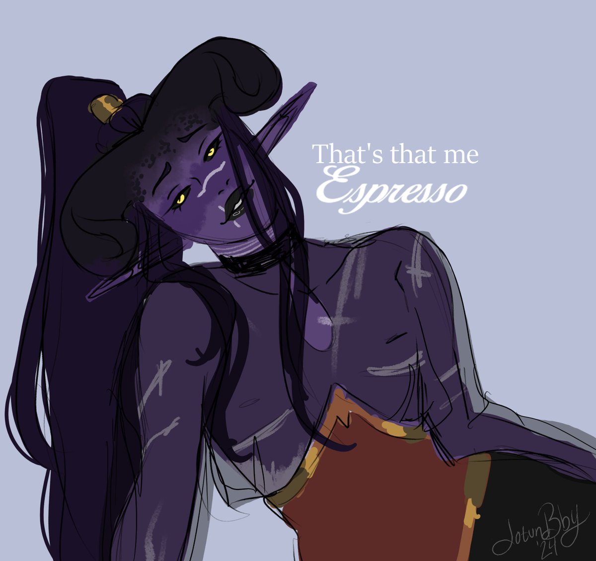 Jotunbby's tweet image. | &quot;And it feels like an eternity, since I&apos;ve had you here with me&quot;

I think if I ever rebranded, I would use my DnD character, Caelum. I haven&apos;t played him in forever and I love and miss him so much...

#art | #dnd | #Vtuber