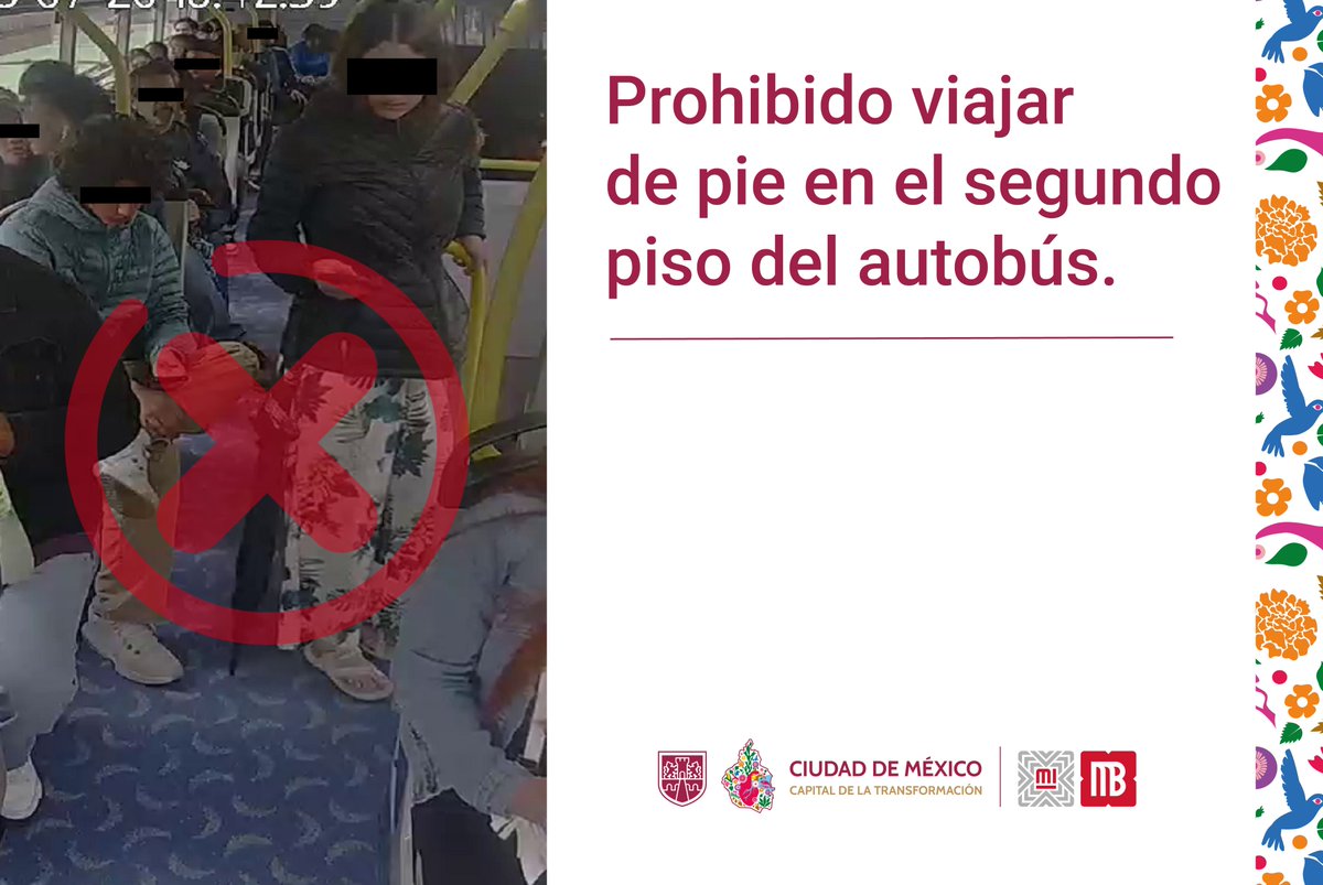 MetrobusCDMX's tweet image. Cuando viajes en #Línea 7 no pongas en riesgo tu integridad ni la de los demás. ☝🏻⚠️
¡Evita riesgos! 🚨