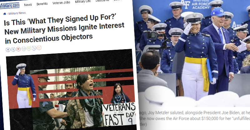 Conscientious Objector USAFA ’23 Grad Has To Pay Back $150K

Update on that 2023 USAFA cadet who became a conscientious objector after Israel’s bombing of Gaza.

We covered her here and here along with a response from a USAFA grad (articles also below).

This article on