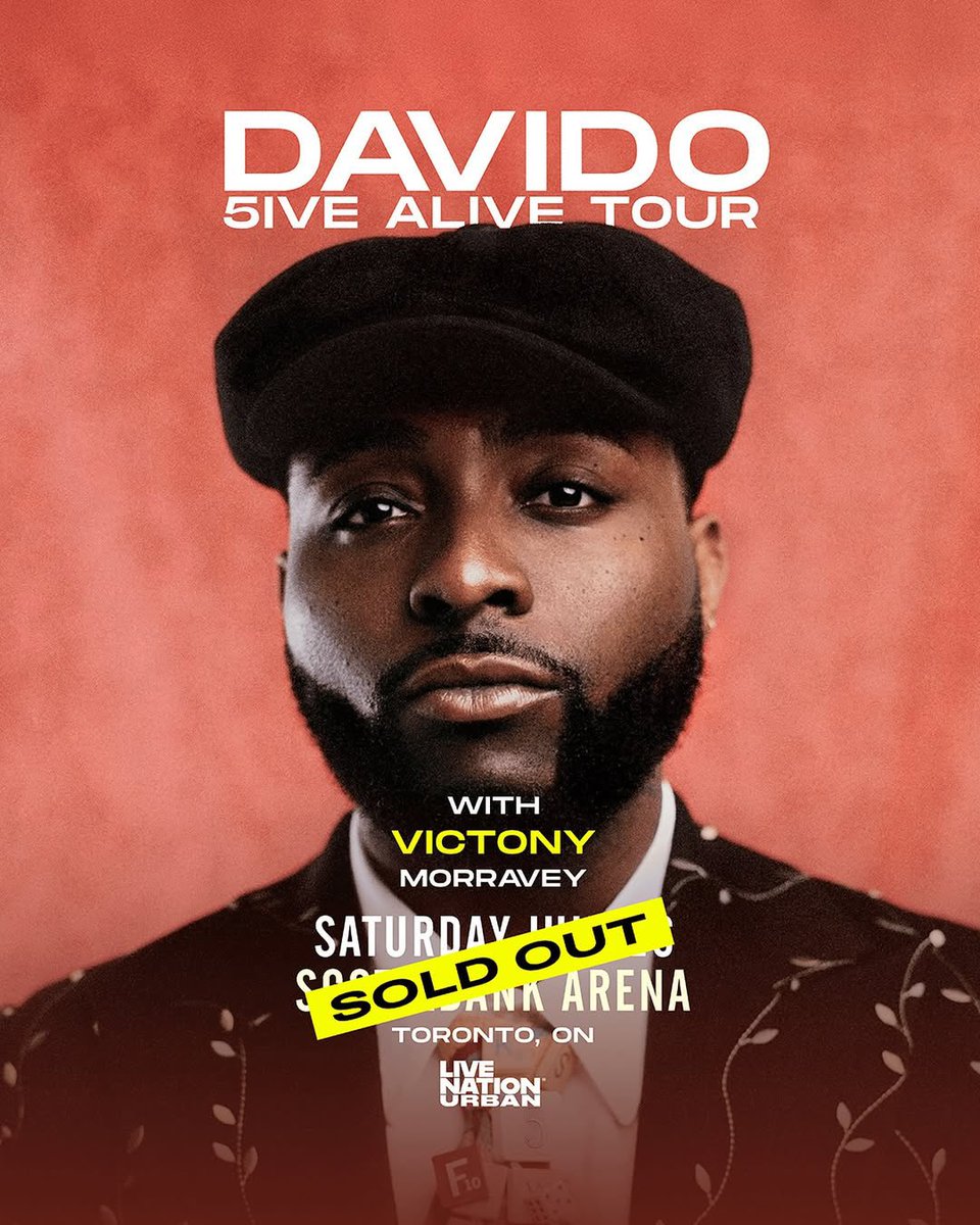 DAVIDO_STATS's tweet image. 🗓️: TONIGHT! 🕺🏿 
🏟️: Scotiabank Arena 
📍: Toronto, ON 🇨🇦  

#5iveAliveTour