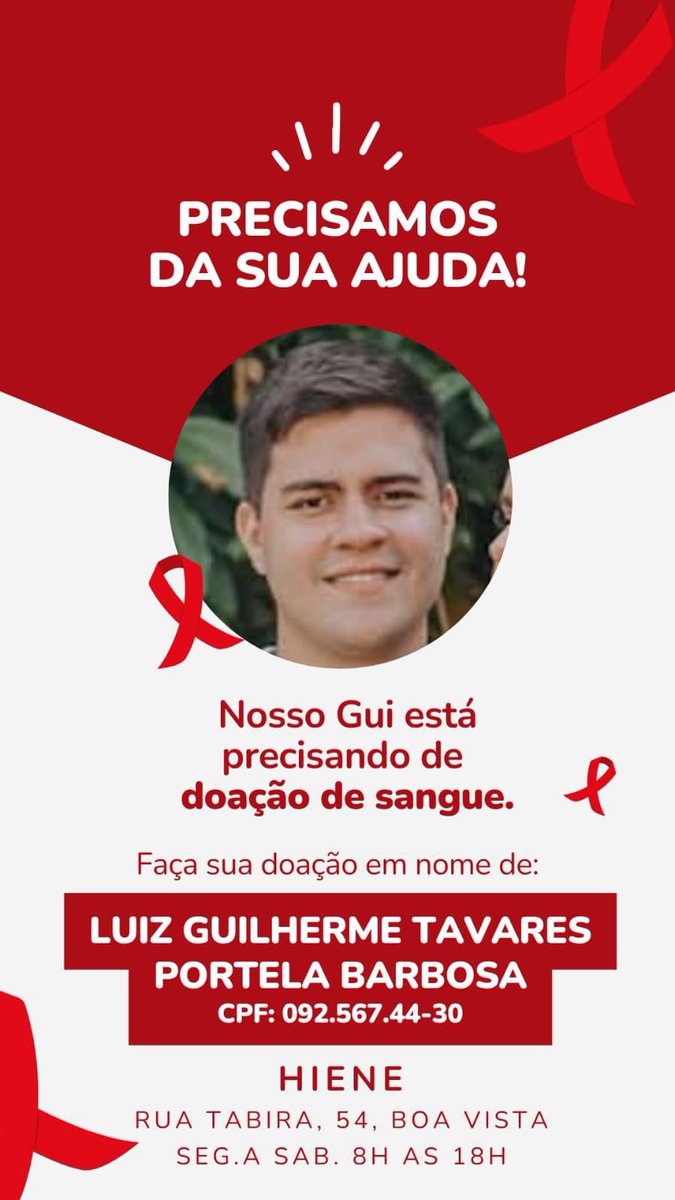 Meu primo, um grande rubro-negro, precisa da nossa ajuda!!
Quem puder doar e divulgar, agradeço muito.

QUALQUER tipo sanguíneo!!!

<a href="/sportrecife/">Sport Club do Recife</a> 
<a href="/bastidoresport/">Bastidores do Sport</a> 
<a href="/sofascoredoleao/">SofaScore do Leão Oficial</a>