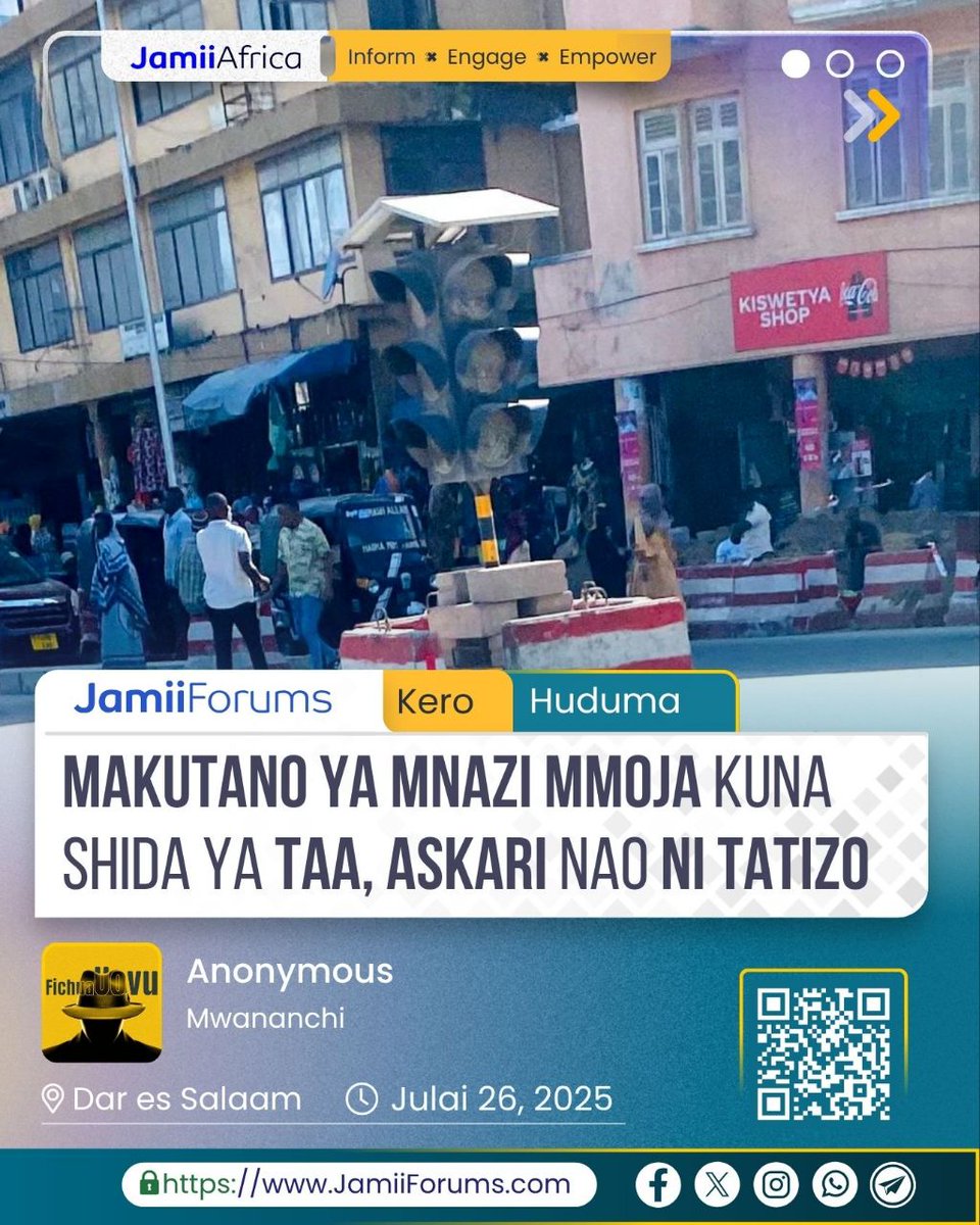 JamiiForums's tweet image. DAR: Mdau wa JamiiForums.com ametoa wito kwa Mamlaka kurekebisha Taa za kuongoza Magari eneo la Mnazi Mmoja akidai haziwaki inavyotakiwa.
Anadai zikirekebishwa itapunguza au kuondoa msuguano unaojitokeza kati ya Madereva dhidi ya Askari wanaosimamia, akidai baadhi yao…