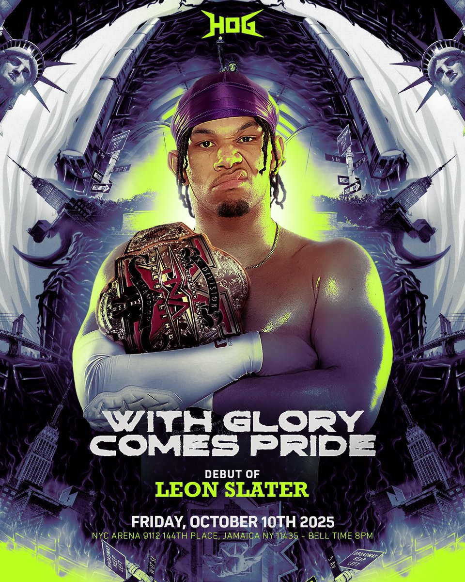House Of Glory Wrestling (@hogwrestling) on Twitter photo 🚨BREAKING 🚨
Friday, October 10th, the youngest X-Division Champion of all time, Leon Slater, makes his HOG debut at #WithGloryComesPride !!! <a href="/LEONSLATER_/">LEON SLATER</a>
Tickets go on sale Friday during High Intensity 👀 🚨BREAKING 🚨
Friday, October 10th, the youngest X-Division Champion of all time, Leon Slater, makes his HOG debut at #WithGloryComesPride !!! <a href="/LEONSLATER_/">LEON SLATER</a>
Tickets go on sale Friday during High Intensity 👀