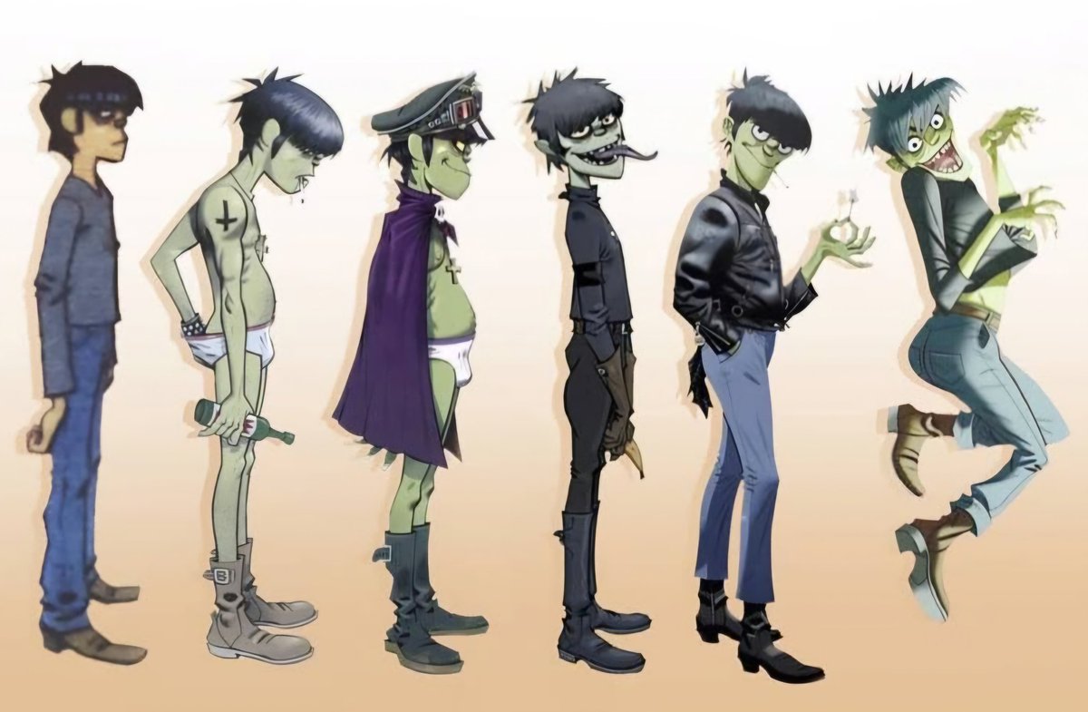 RhinestoneDemi's tweet image. The evolution of Murdoc phase 1-4 🥒