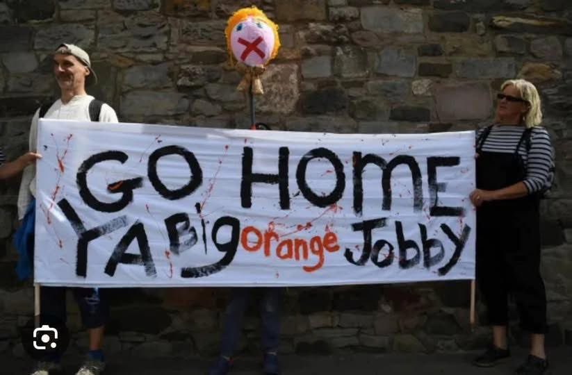 BiatchDulce's tweet image. Welcome to Scotland you Orange turd.🤣
And MAGA is busy celebrating that they love Trump In Scotland!
NOT!
Haha MAGA what a bunch of f*cking losers🫵🏼😂
No one likes your president!
The whole world is laughing at you.
Now we know he’s a pedo too.
Shameful…