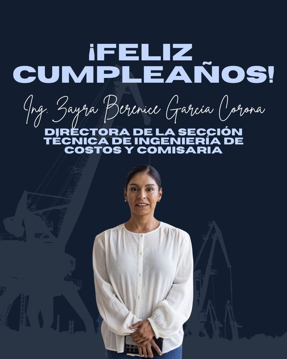 Felicitamos con aprecio a la Ing. Zayra Berenice García Corona, Directora de la Sección Técnica de Ingeniería de Costos y Comisaria del XXIX Consejo Directivo, por la celebración de su cumpleaños. Su liderazgo y compromiso fortalecen el trabajo técnico y colegiado del CICEJ. ¡Le
