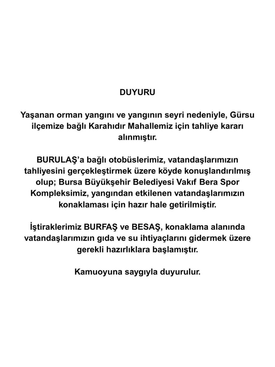 ⚠️ DUYURU - Orman yangını hakkında bilgilendirme