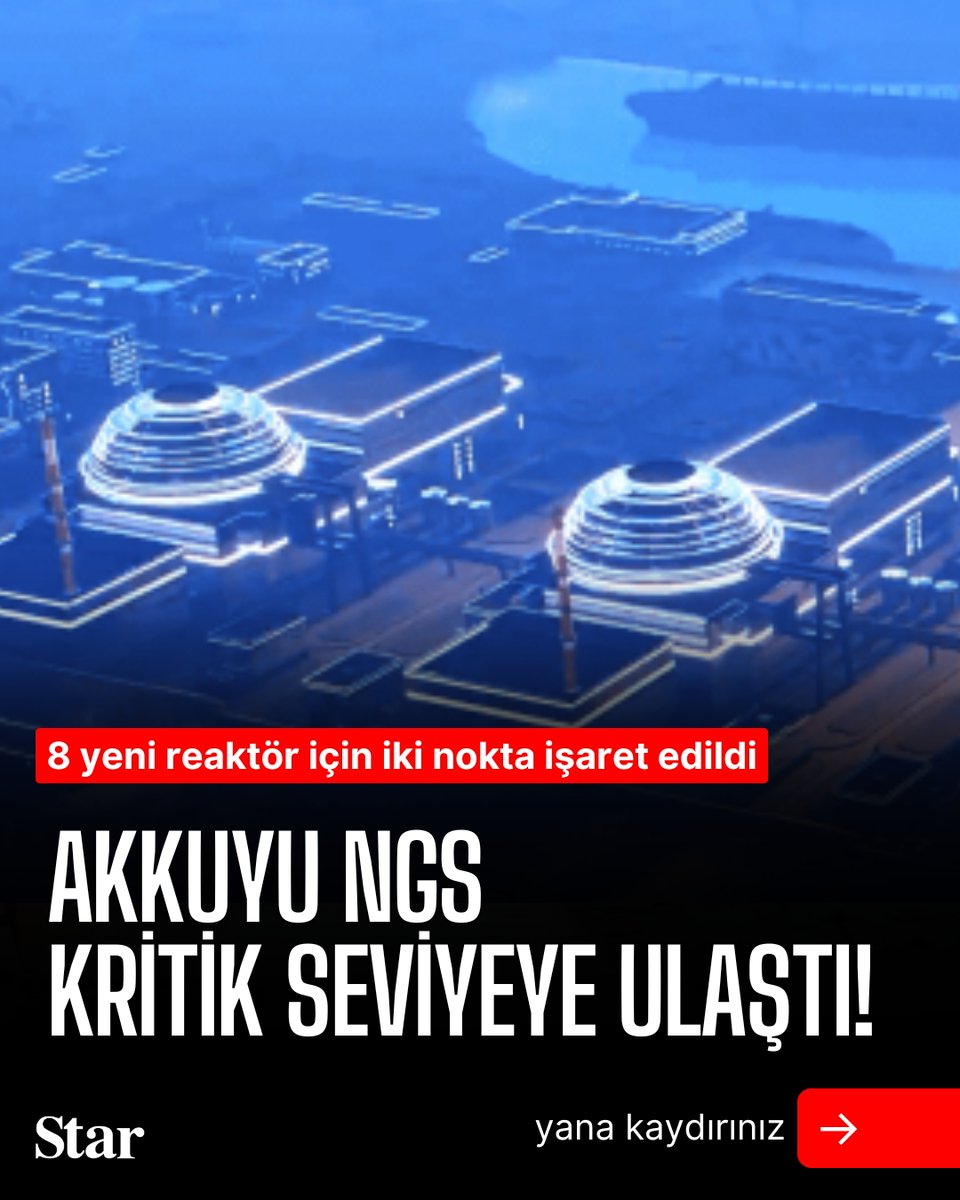 stargazete's tweet image. Akkuyu NGS kritik seviyeye ulaştı! 8 yeni reaktör için iki nokta işaret edildi
AKKUYU NGS'NİN 1. REAKTÖRÜ YÜZDE 95 TAMAMLANDI
Bayraktar, Türkiye'nin çok büyük bir yenilenebilir enerji potansiyeli olduğunu, konutlardaki elektrik ihtiyacının tamamının rüzgar ve güneş enerjisinden…