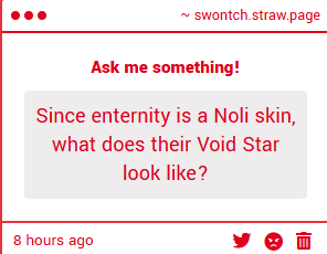 swontch's tweet image. strawpageee yus
1 im breaking your neck
2 she likes to stare at sky, or plot how she is going to kill people. also i have not seen it
3 definitely awesome sauce
4 its an alarm clock
