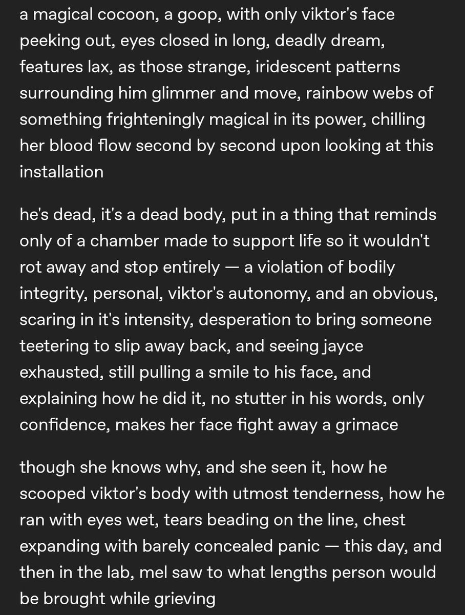 deemienee's tweet image. mel enters the lab cautiously, searching for jayce after he's been closed there for longer than ever, after running with viktor's body, damaged from explosion and not only, to end up stumbling upon something far more gruesome —