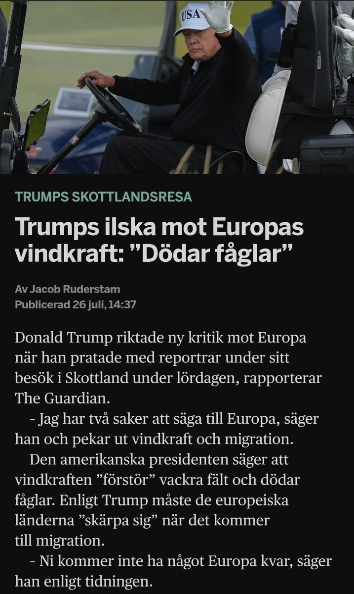 mathiasced's tweet image. Trump har två budskap till Europa, och jag känner mig välvillig till vindkraft och invandring.