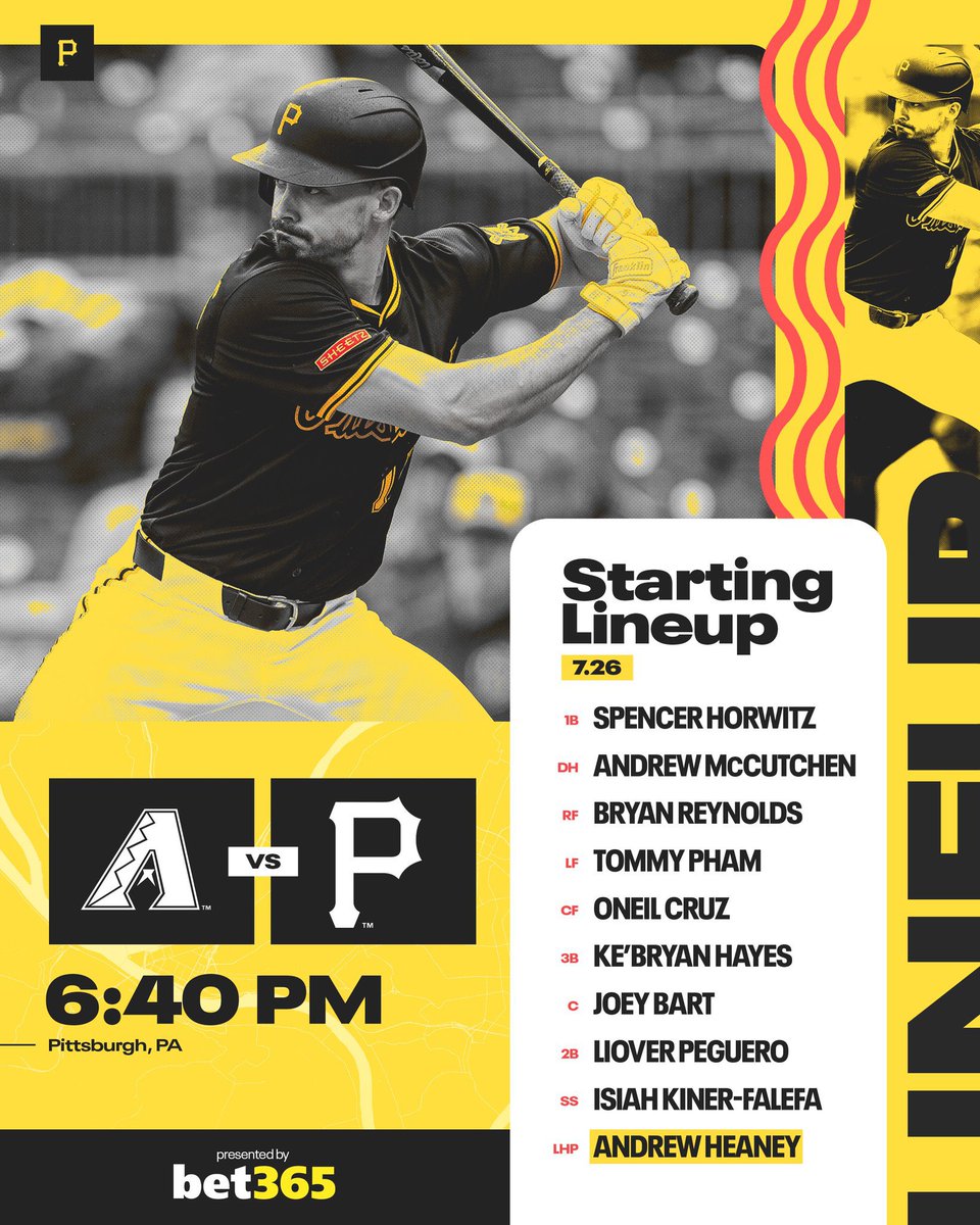 Fernando Arreaza Ortega (@arreazaortega) on Twitter photo Alineaciones del 1er juego que les llevaremos hoy por <a href="/1baseballtv/">One Baseball Network</a>.
Desde las 6:10 pm Hora de 🇻🇪🇩🇴 5:10 🇨🇴🇵🇦 #DBacks vs #LetsGoBucs, junto a <a href="/IgnacioSerrano/">Ignacio Serrano</a>.
#MLB
Tomadas de las cuentas de <a href="/Dbacks/">Arizona Diamondbacks</a> y <a href="/Pirates/">Pittsburgh Pirates</a> Alineaciones del 1er juego que les llevaremos hoy por <a href="/1baseballtv/">One Baseball Network</a>.
Desde las 6:10 pm Hora de 🇻🇪🇩🇴 5:10 🇨🇴🇵🇦 #DBacks vs #LetsGoBucs, junto a <a href="/IgnacioSerrano/">Ignacio Serrano</a>.
#MLB
Tomadas de las cuentas de <a href="/Dbacks/">Arizona Diamondbacks</a> y <a href="/Pirates/">Pittsburgh Pirates</a>