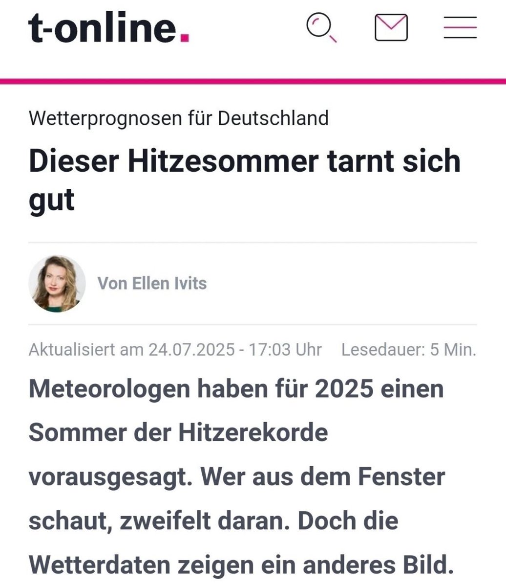 Das Manöver ist trivial:

Hier versucht man einmal mehr, den Menschen einzureden, dass sie ihre eigenen Sinne vernachlässigen können und den politmedialen Modellierungen mehr Glauben schenken sollen. 

Das Delta zwischen Realität und  Modell, wird nicht kleiner. 
Danke <a href="/tonline/">t-online</a>