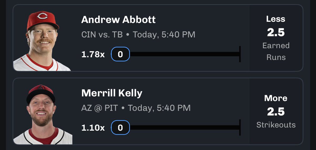 TonysPickz's tweet image. Double Play on Chalkboard (7/26):
💰 $10 to a follower who likes & shares if the play hits!
⚾️ Andrew Abbott u2.5 ER
⚾️ Merrill Kelly o2.5 Ks
Use code TONYS for a deposit match when you signup at streaks.chalkboard.io/cUPZ/pl8mtf7r
#MLB #GamblingX #Chalkboard