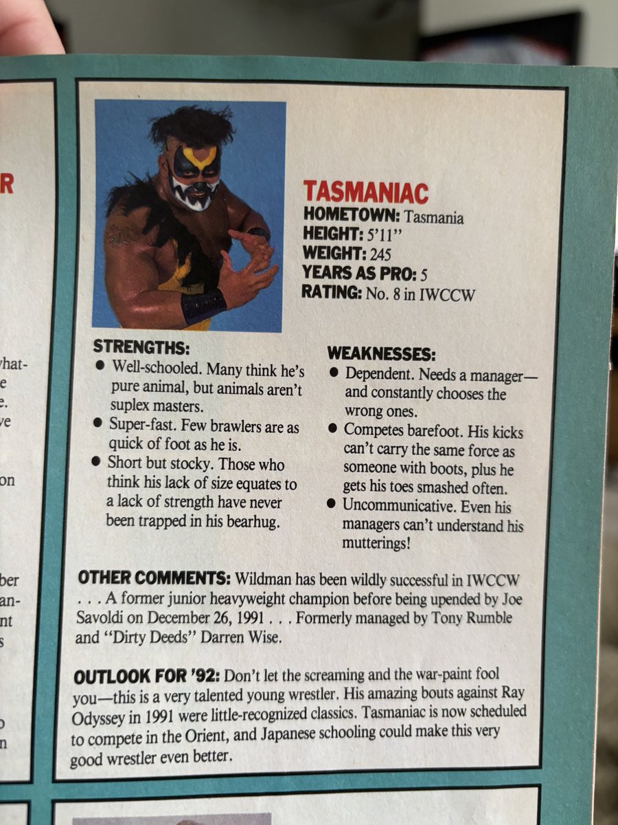 BankieBruce's tweet image. Going through an old @OfficialPWI I got off eBay and I found a Scouting Report of a pre-ECW @OfficialTAZ.
#8 in IWCCW. Wow.